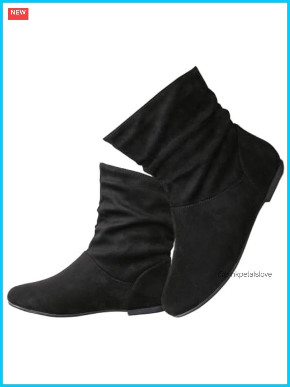 Synthetic Flat Ankle Slouch Boots Round Toe Pull-On Casual Fall